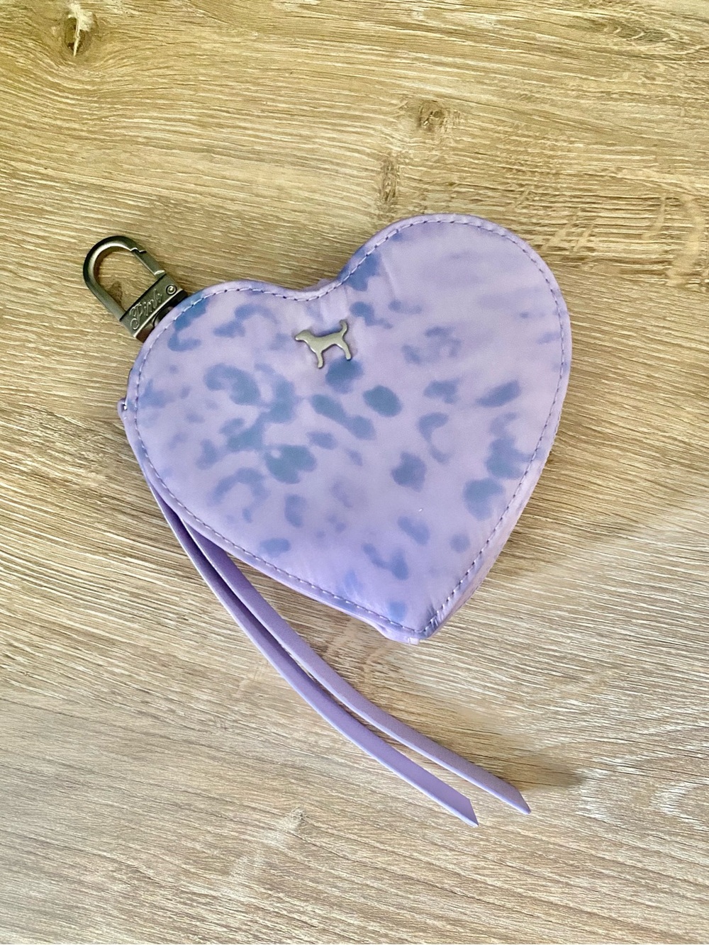PINK Victoria's Secret Lavender Heart Wristlet Keychain